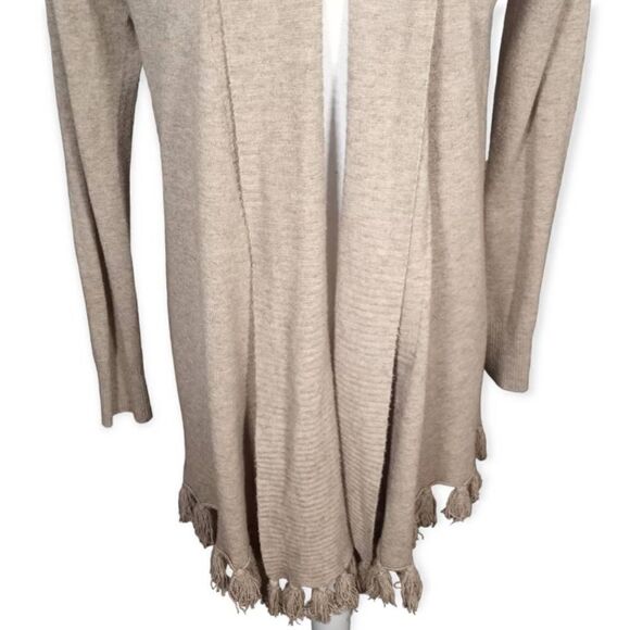 PINK CLOVER BEIGE TASSEL HEM CARDIGAN SZ.S EUC - Picture 3 of 8